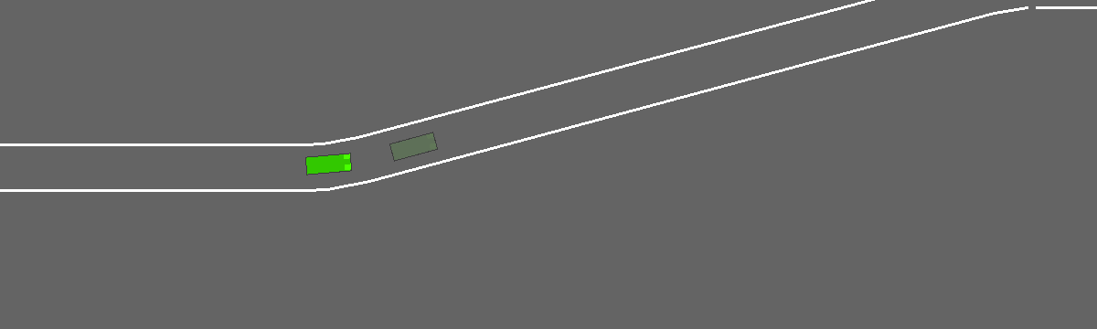Animated MPC-predicted vehicle trajectories during an on-ramp merging episode.